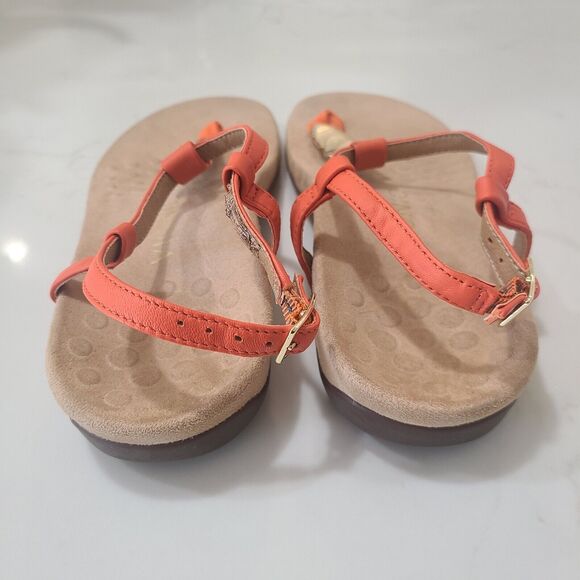 Vionic Rest Miami Gold Orange T Strap Sandals Shoes Size 6.5 Colorful Comfy - Picture 4 of 7